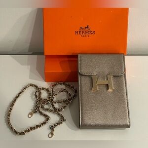 H Hermes Metallic Gold Crossbody Bag